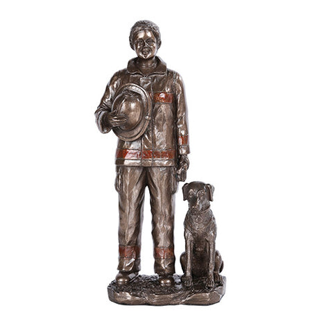 LADY FIREFIGHTER W/DOG /24