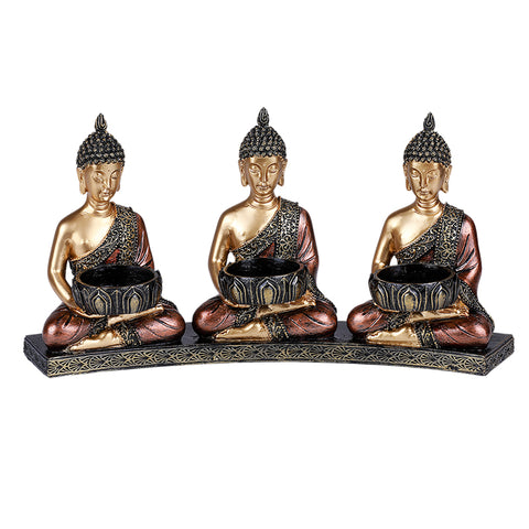 THREE BUDDHA CANDLEHOLDER C/6