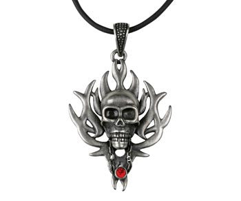 SKULL W/ FLAME RUBY PENDANT , DC/60