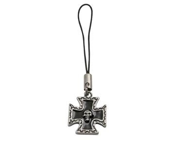 BLACK CROSS W/SKULL MOBILE STRAP , DC/60