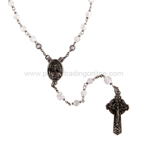 DISC-SACRED HEART OF JESUS ROSARY W/ CLEAR BEADS MINIMUM OF 2