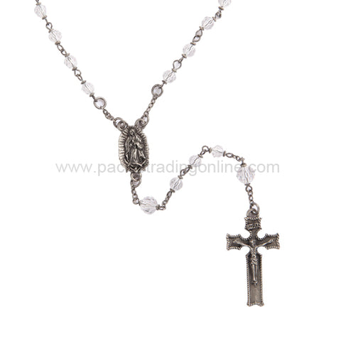 Lady Guadalupe Rosary w Clear Glass Beads